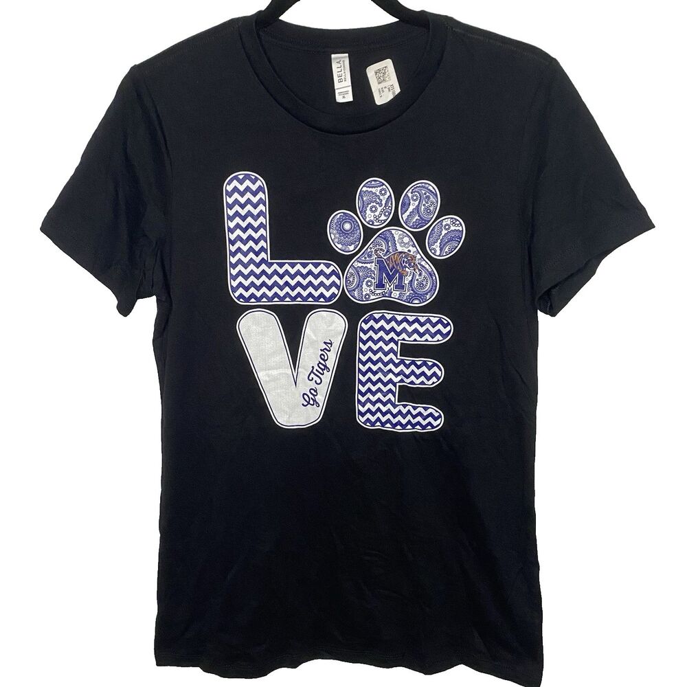 University of Memphis State Tigers T-Shirt Vinyl Short Sleeve Women XL Black NWT